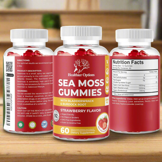Strawberry Sea Moss, Burdock Root, and Bladderwrack Gummies - A Delicious Boost for Health and Wellness