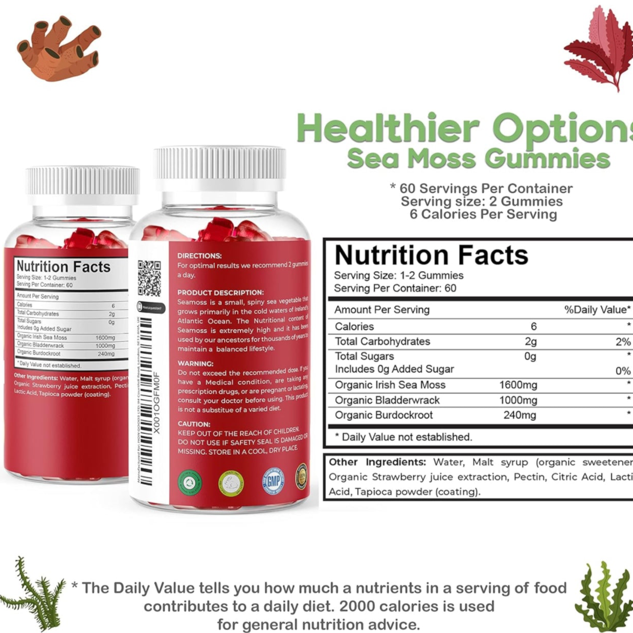 Strawberry Sea Moss, Burdock Root, and Bladderwrack Gummies - A Delicious Boost for Health and Wellness